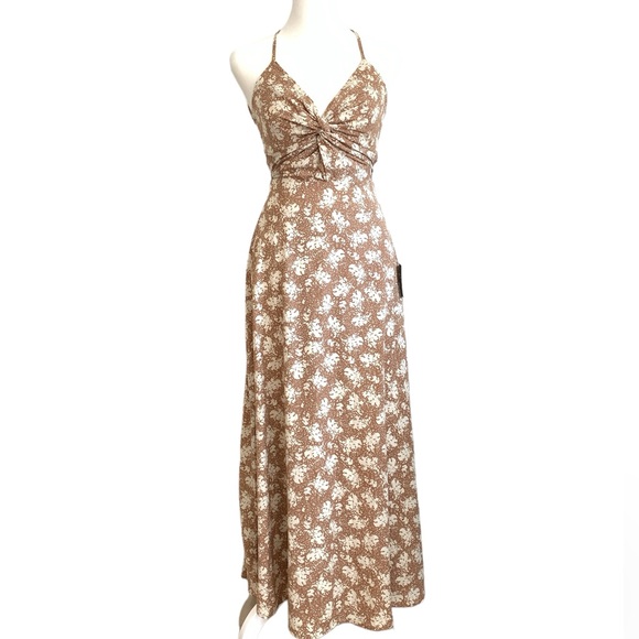 Picturesque Moments Brown Floral Print Strappy Maxi Dress - Picture 2 of 7